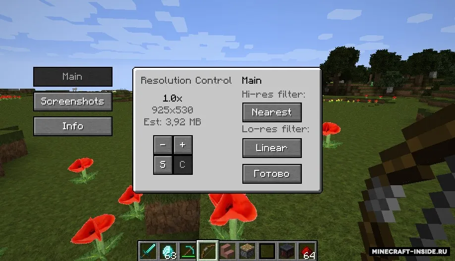 ResolutionControl+ — Minecraft mod, rasm 2