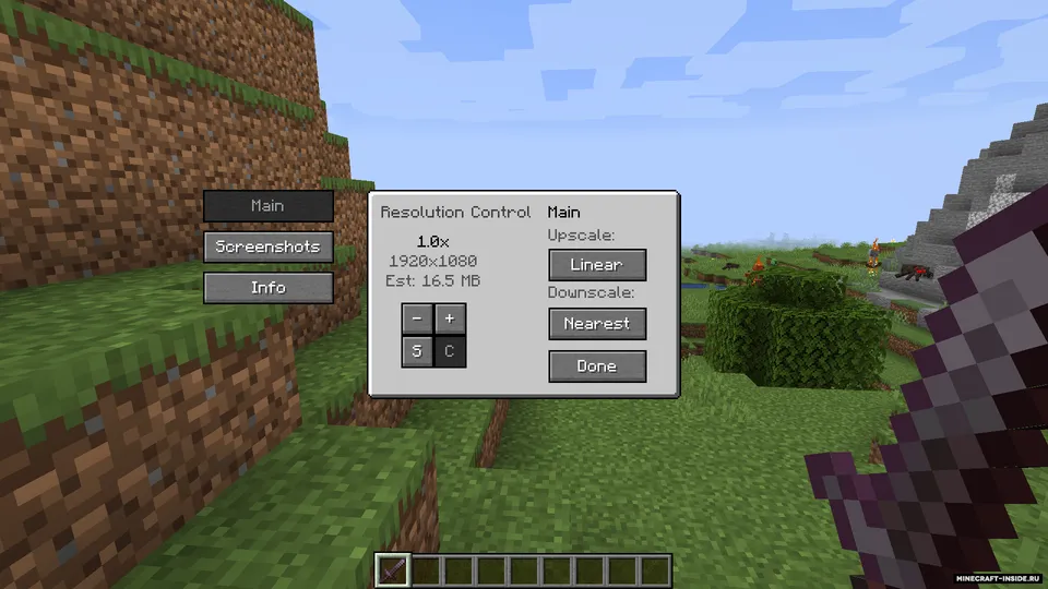 ResolutionControl+ — Minecraft mod, rasm 3