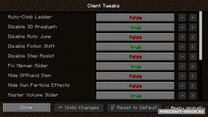 Client Tweaks — Minecraft mod, rasm 2