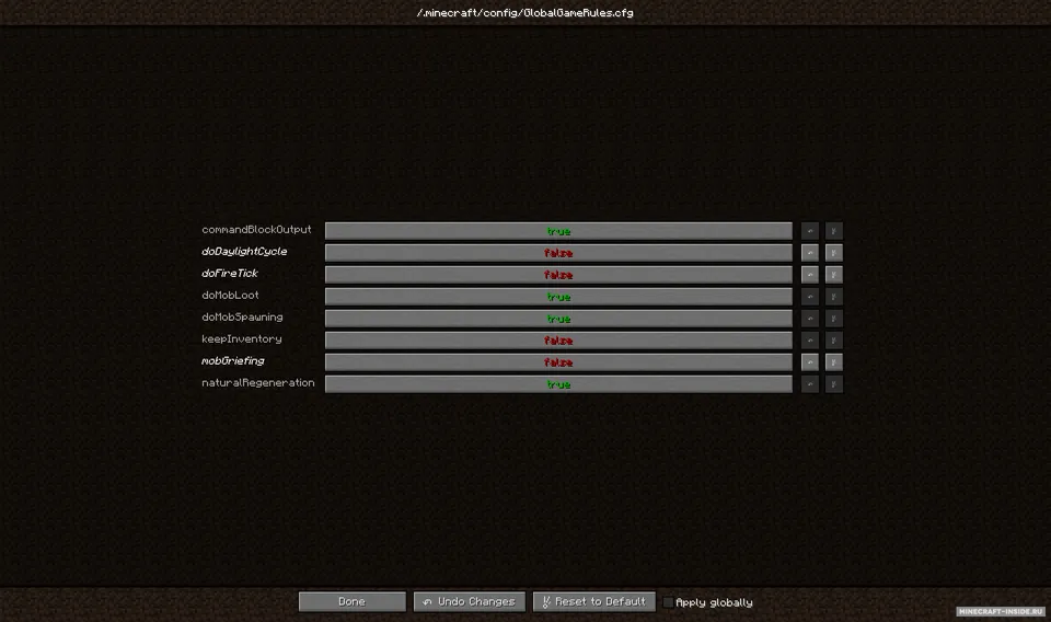 Global GameRules — Minecraft mod, rasm 3