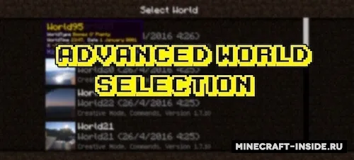 Advanced World Selection — Minecraft mod, rasm 1