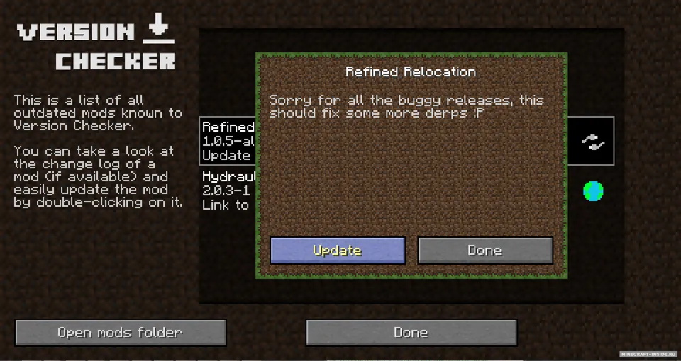 Version Checker — Minecraft mod, rasm 4