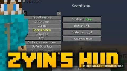 Zyin's HUD — Minecraft mod, rasm 1