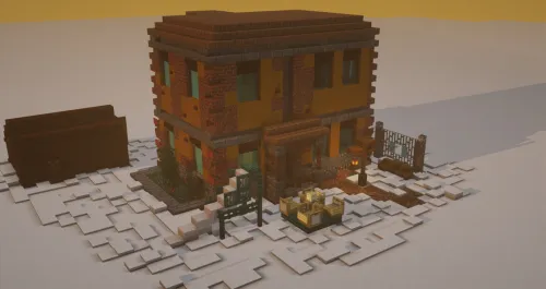 Ikki qavatli uy - Qorli yolg'izlik — Minecraft xarita, rasm 1