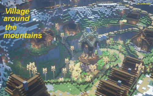 Village around the mountains — Minecraft xarita, rasm 1