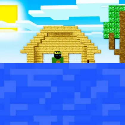 Tugmachali va suv toshqini bor uy — Minecraft xarita, rasm 1