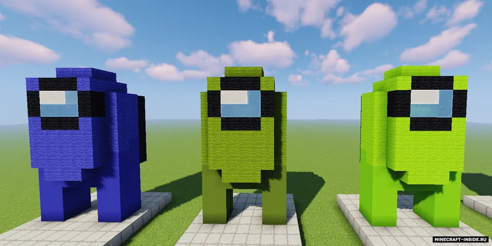 Among Us qahramonlari haykallari — Minecraft xarita, rasm 2