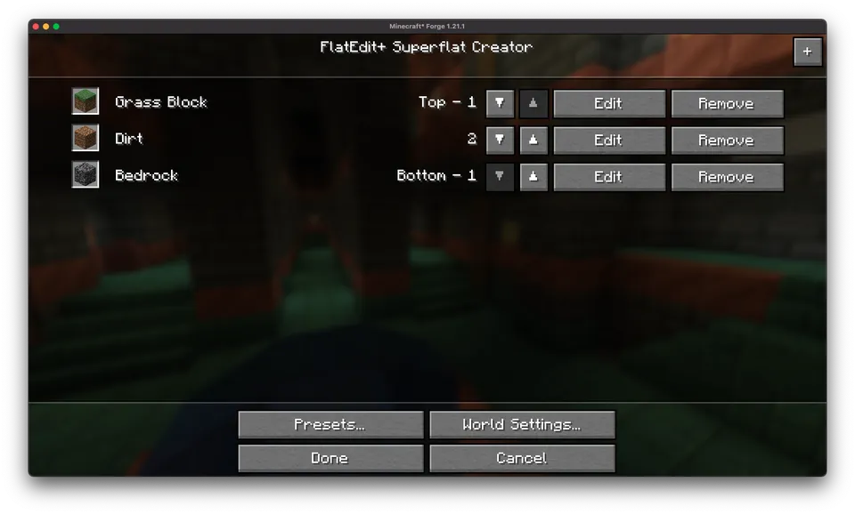 FlatEdit+ — Minecraft mod, rasm 2
