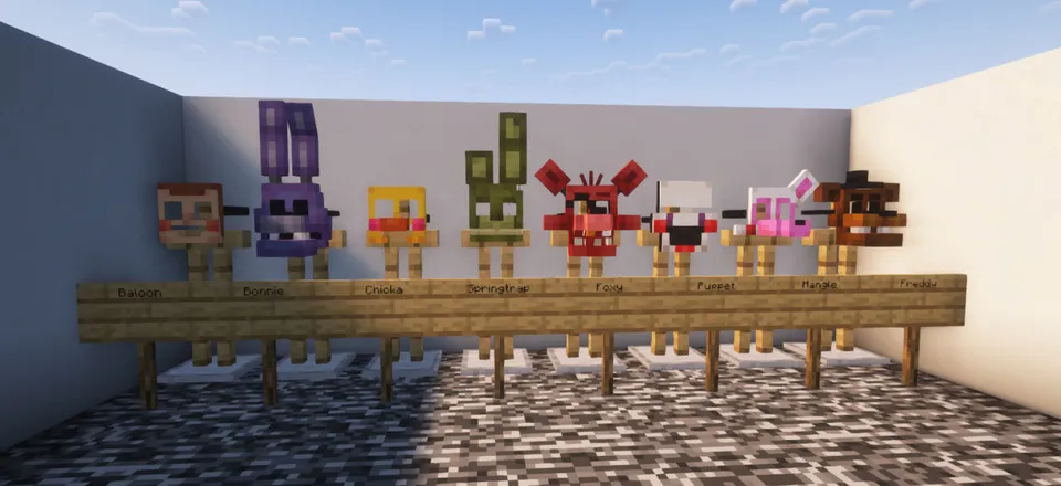 Fnaf 1-3 qism animatronik niqoblari — Minecraft resurs pak, rasm 2