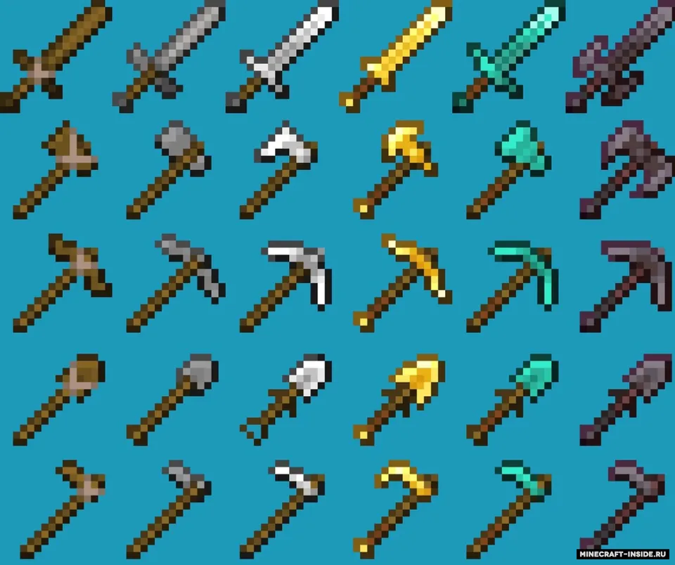 All Unique Tool Retextures — Minecraft resurs pak, rasm 4