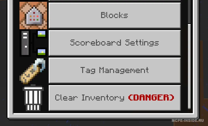 Utilitalar menyusi — Minecraft mod, rasm 2
