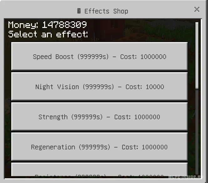 Effektlar do'koni — Minecraft mod, rasm 1