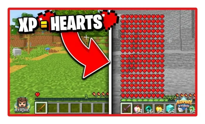 Minecraft, lekin tajriba = sog'lik — Minecraft mod, rasm 1