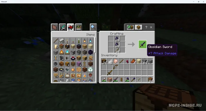Obsidian qurollari — Minecraft mod, rasm 3