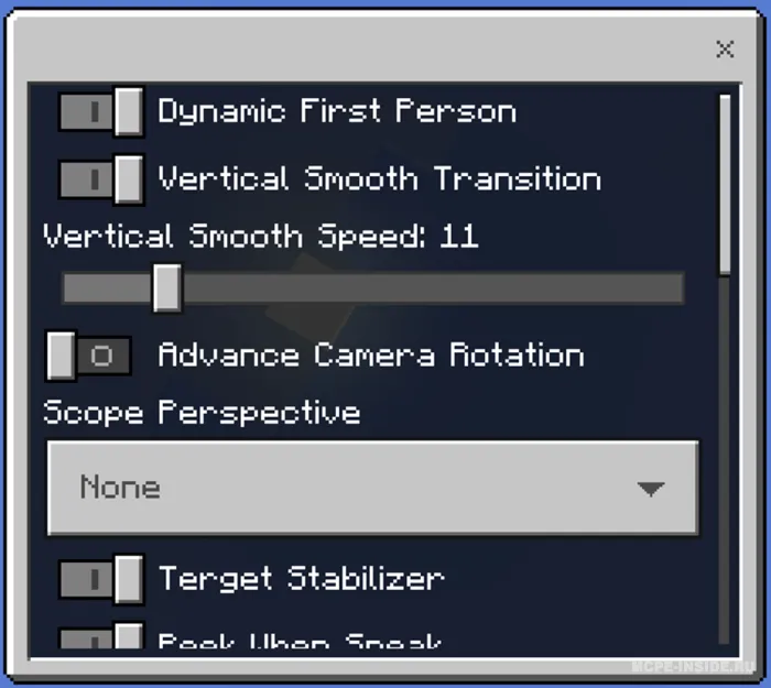 Uchinchi shaxsdan dinamik kamera — Minecraft mod, rasm 2