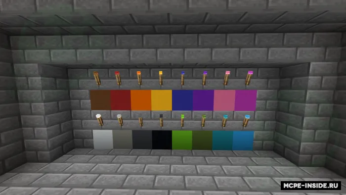 Rangli mash'alalar — Minecraft mod, rasm 1