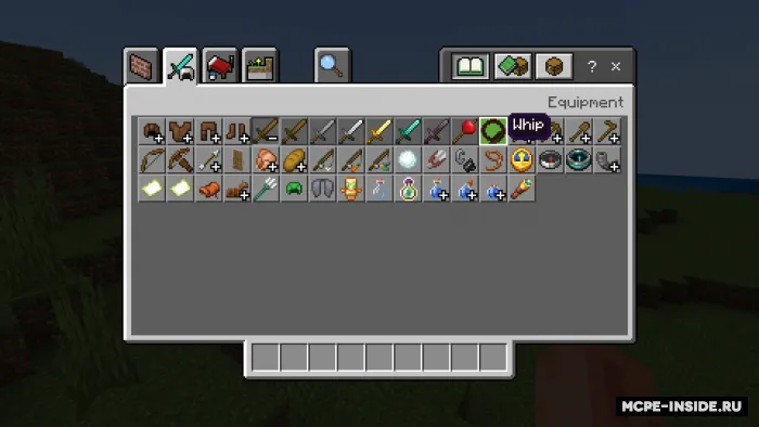 Qamchilar va cho'pda olma — Minecraft mod, rasm 1