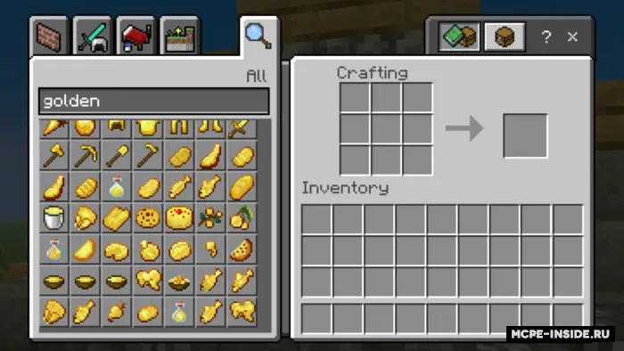 Oltin taom va ichimliklar — Minecraft mod, rasm 2