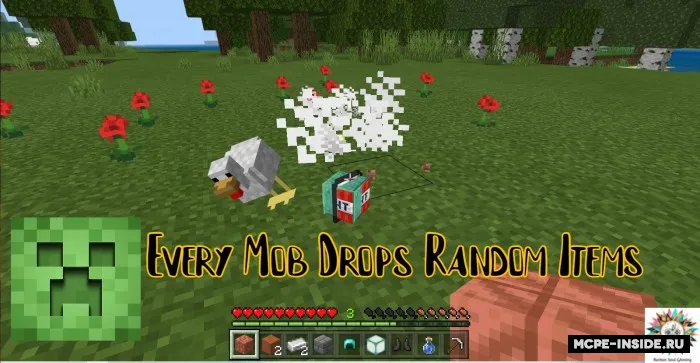 Minecraft, lekin har bir mob tasodifiy buyumlar qoldiradi — Minecraft mod, rasm 1