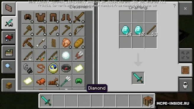 Otiladigan olmos qilich — Minecraft mod, rasm 2