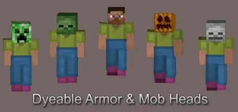Dyeable Leather Armor & Mob Heads