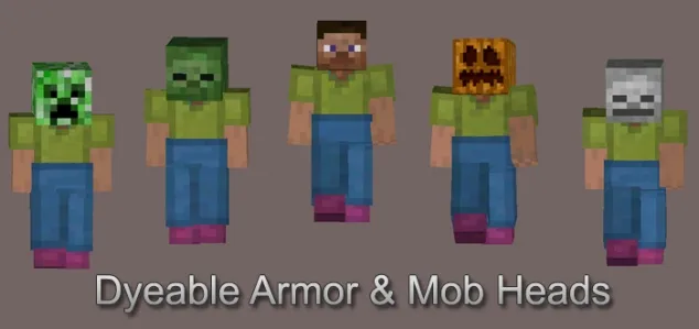 Dyeable Leather Armor & Mob Heads — Minecraft mod, rasm 1