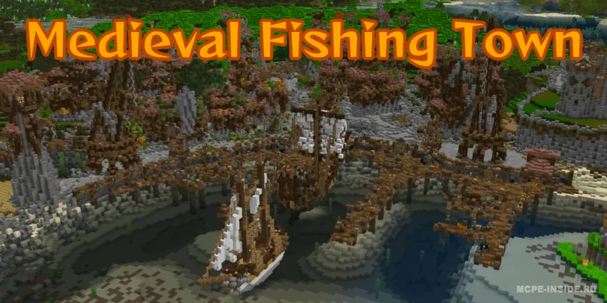Botqoqlikdagi o'rta asr baliqchilar shaharchasi — Minecraft xarita, rasm 1