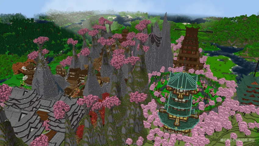 Olcha biomidagi eski yapon shaharchasi — Minecraft xarita, rasm 2