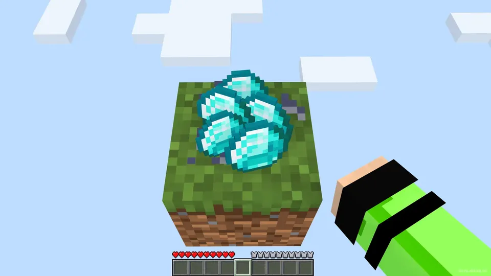 Tasodifiy buyumlar bilan 1 blok — Minecraft xarita, rasm 1