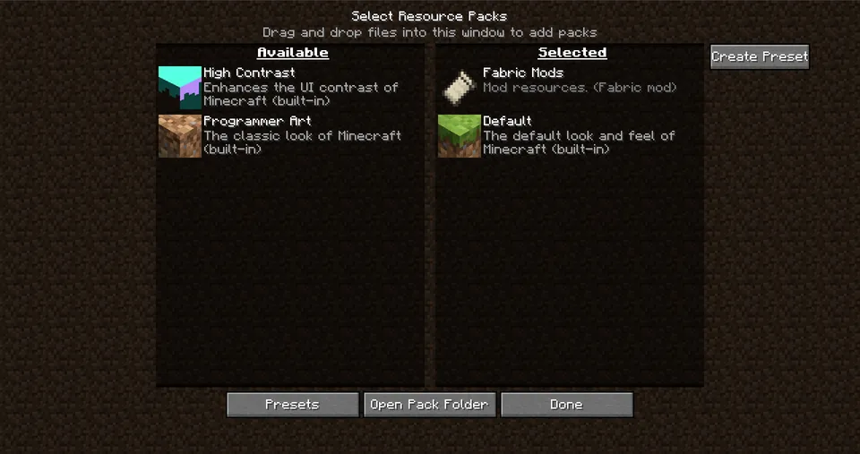 Pack Presets — Minecraft mod, rasm 4