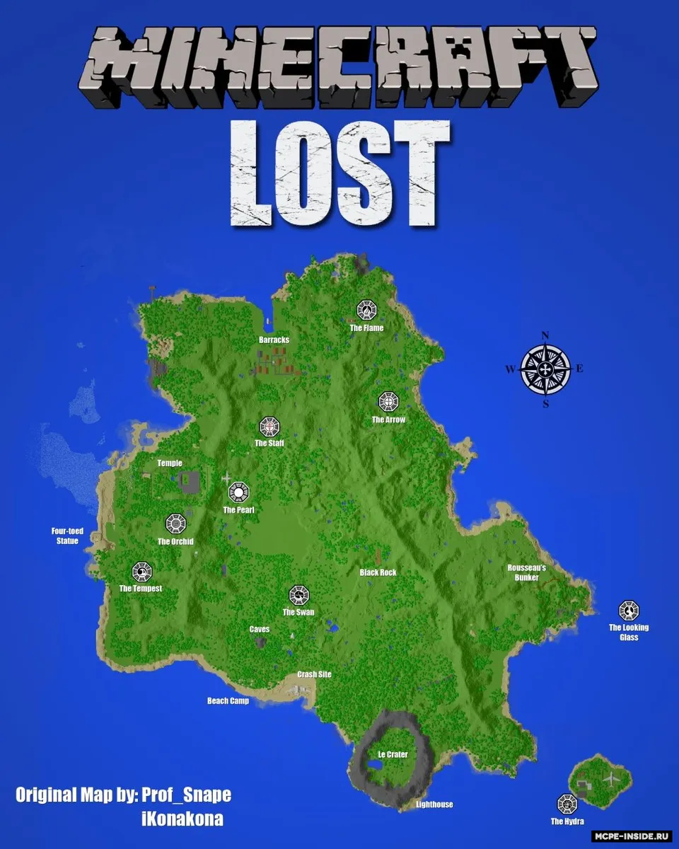 LOST-Badrock — Minecraft xarita, rasm 1