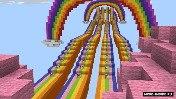 Kamalak rangli lucky block poygasi — Minecraft xarita, rasm 3