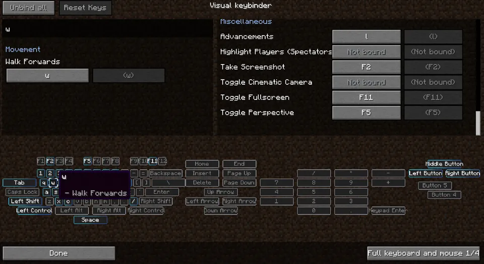 Raw's Visual keybinder — Minecraft mod, rasm 3