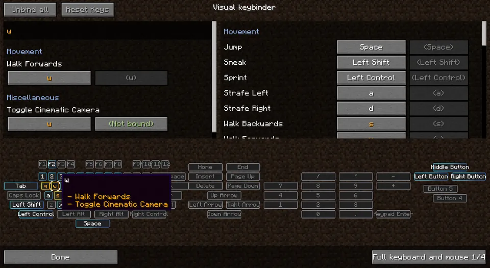 Raw's Visual keybinder — Minecraft mod, rasm 4
