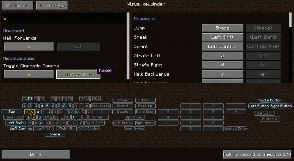 Raw's Visual keybinder — Minecraft mod, rasm 5