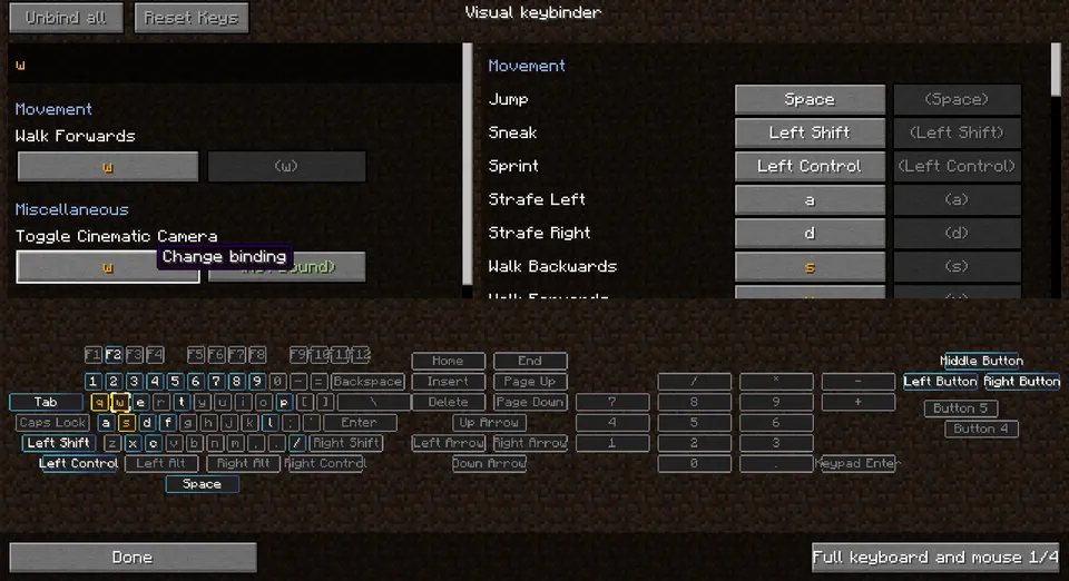 Raw's Visual keybinder — Minecraft mod, rasm 6