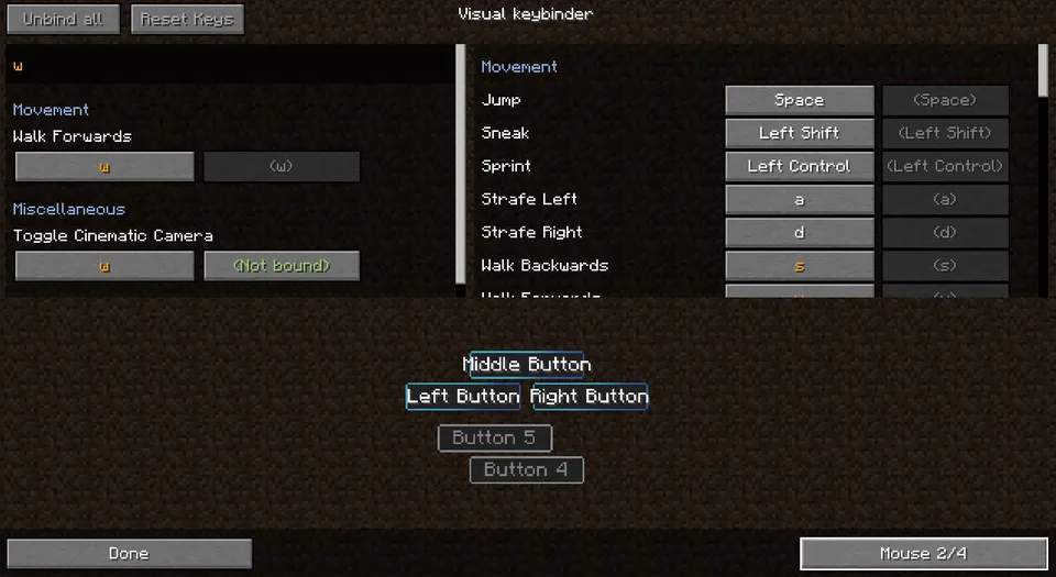 Raw's Visual keybinder — Minecraft mod, rasm 7