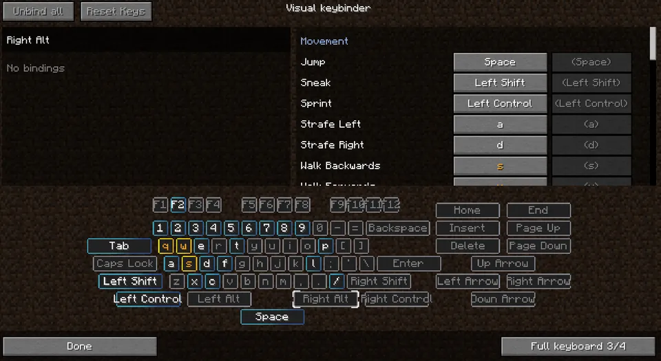Raw's Visual keybinder — Minecraft mod, rasm 8