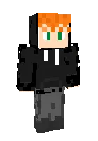 Qora kiyimdagi qizil sochli 2 — Minecraft skin, rasm 1