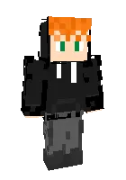 Qora kiyimdagi qizil sochli — Minecraft skin, rasm 1