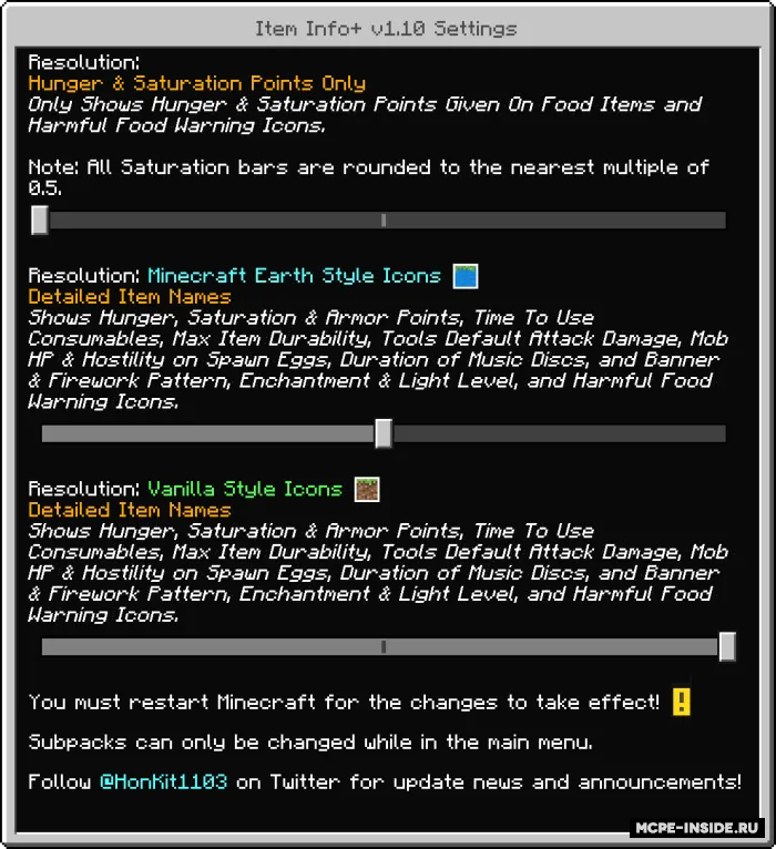 Buyum haqida ma'lumot + — Minecraft tekstura, rasm 2