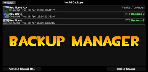 Backup Manager — Minecraft mod, rasm 1