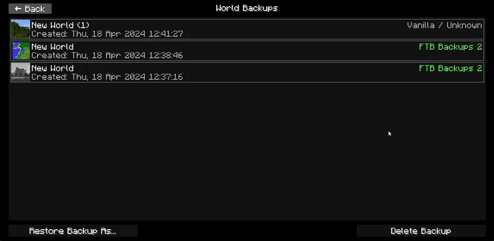 Backup Manager — Minecraft mod, rasm 3