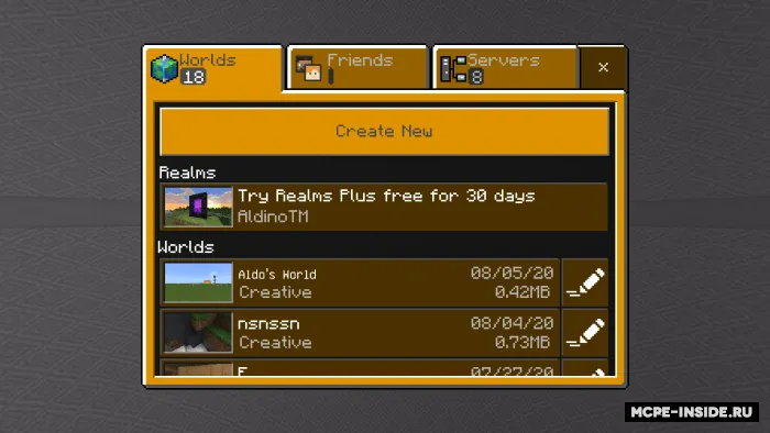 To'q sariq interfeys — Minecraft tekstura, rasm 3