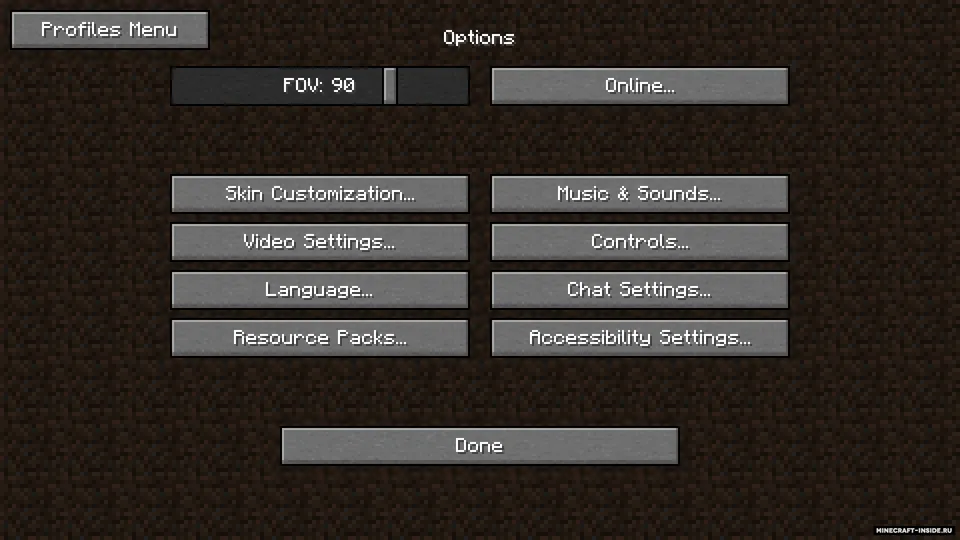 Options Profiles — Minecraft mod, rasm 4
