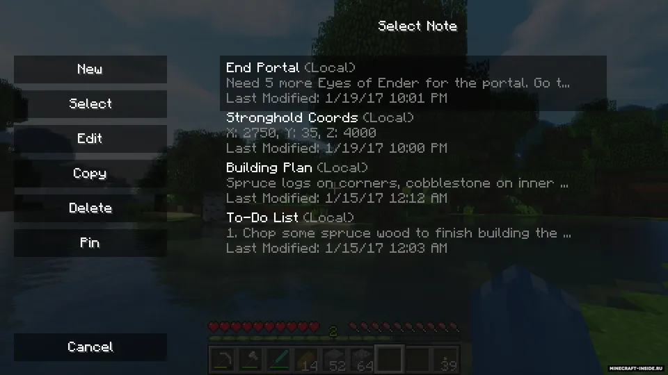 Notes — Minecraft mod, rasm 4