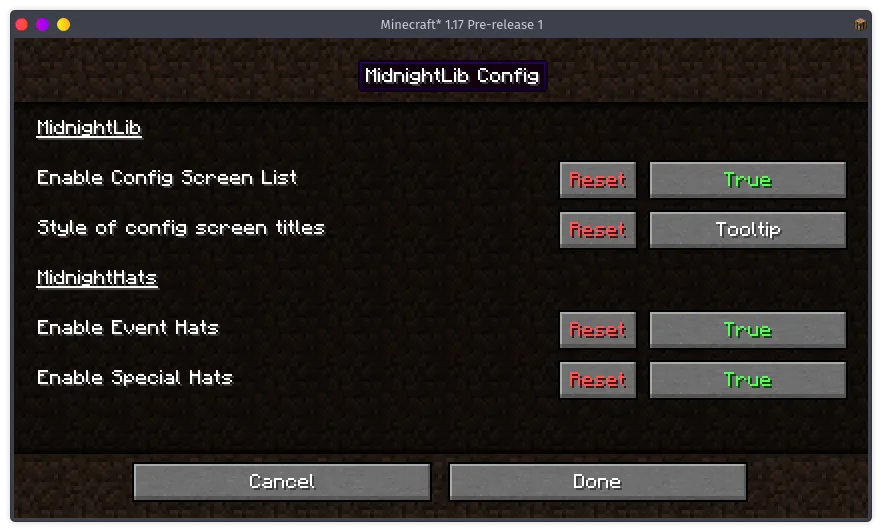 MidnightLib — Minecraft mod, rasm 2