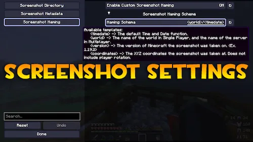 ScreenshotSettings — Minecraft mod, rasm 1