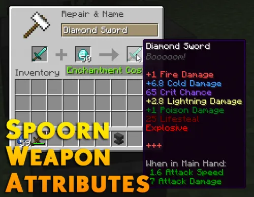 Spoorn Weapon Attributes — Minecraft mod, rasm 1