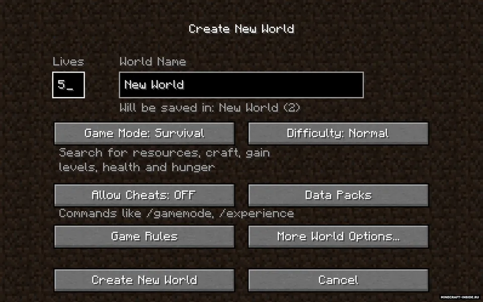 World Lives Mod — Minecraft mod, rasm 2